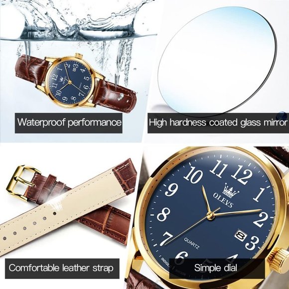 Women's Brown Leather Strap Small Face  Analog Quartz Wrist Waterproof Watch - Picture 6 of 9